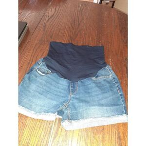 Maternity Small Time & Tru Maternity Stretch Blue Denim Blue Jean Shorts Pockets